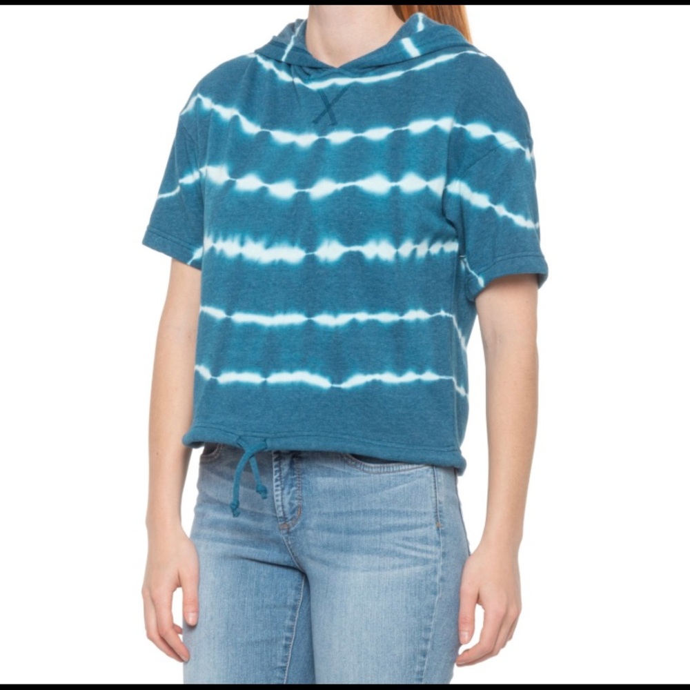 Dakini Blue and White Boxy Tye Dye Hoodie, Size Medium, NWT